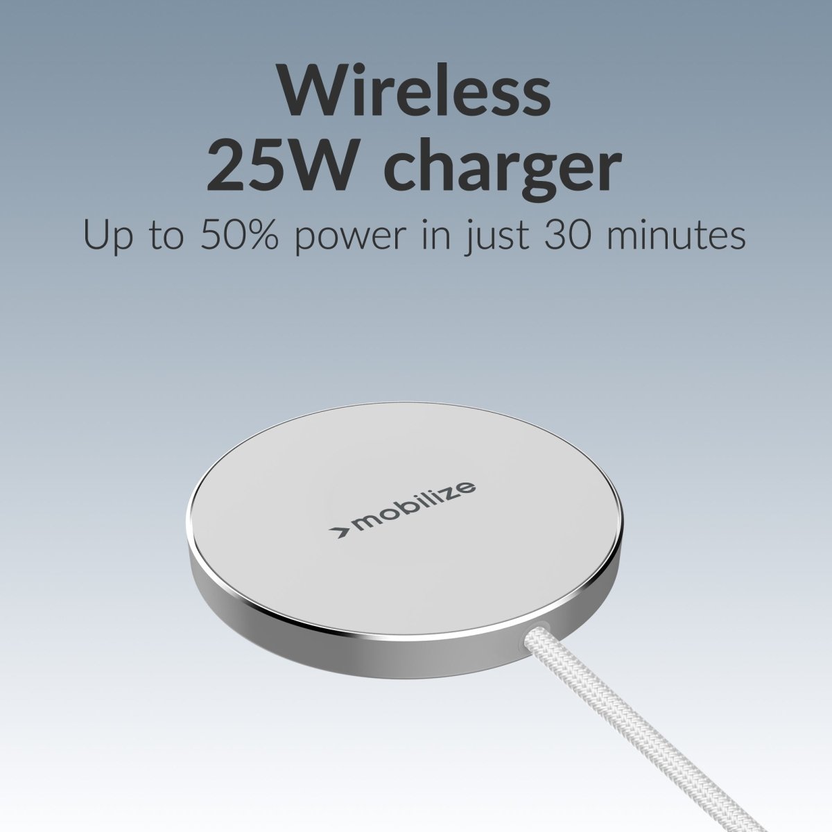 Mobilize Magnetic Wireless Charger Magsafe Compatible 25W Qi2.2 White Aluminium - 123TelecomShop
