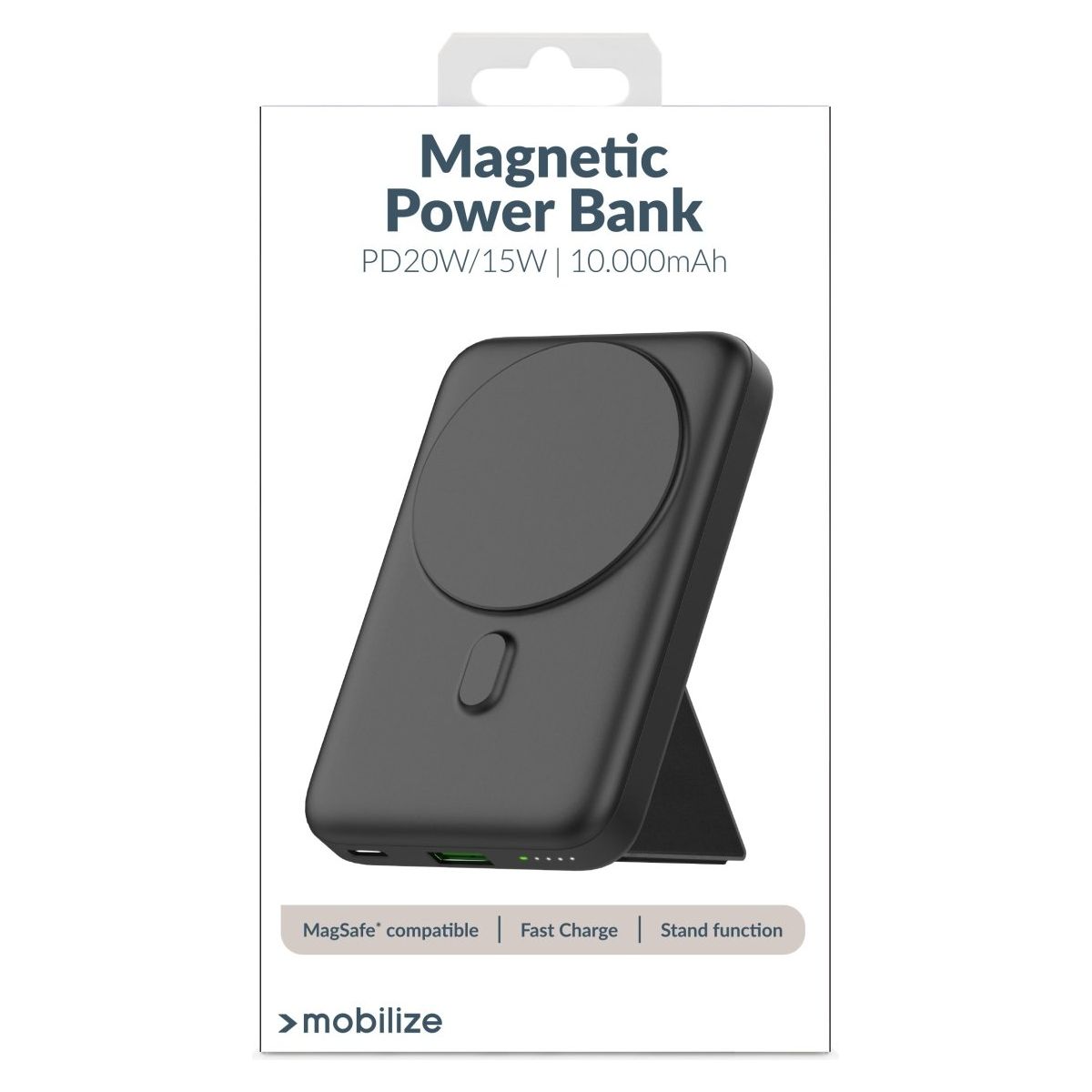 Mobilize Magnetic Wireless Magsafe Compatible Pd Stand Power Bank 10000Mah 15W Black - 123TelecomShop