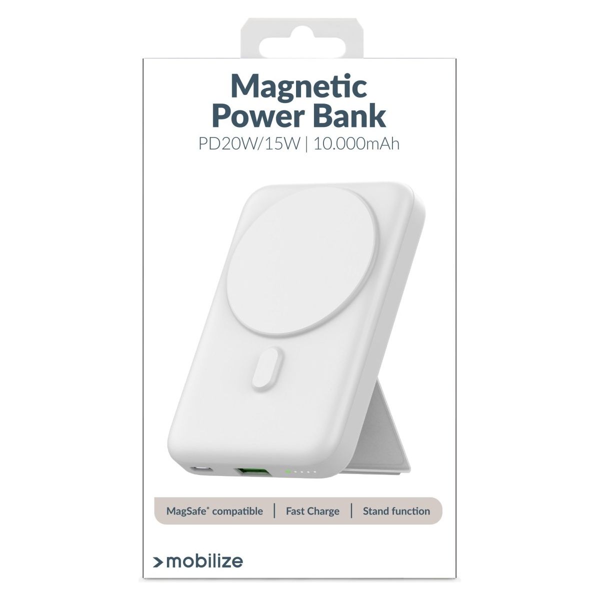 Mobilize Magnetic Wireless Magsafe Compatible Pd Stand Power Bank 10000Mah 15W White - 123TelecomShop