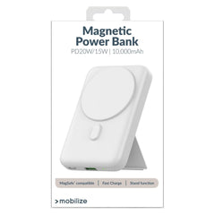 Mobilize Magnetic Wireless Magsafe Compatible Pd Stand Power Bank 10000Mah 15W White - 123TelecomShop