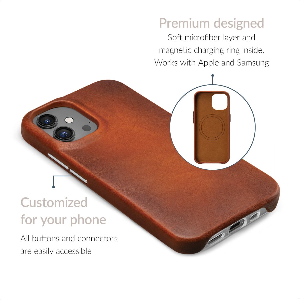 Mobilize Magsafe Compatible Premium Leather Case Apple Iphone 15 Pro Max Burned Cognac - 123TelecomShop