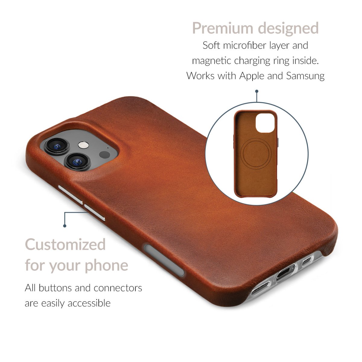 Mobilize Magsafe Compatible Premium Leather Case Apple Iphone 16 Pro Burned Cognac - 123TelecomShop