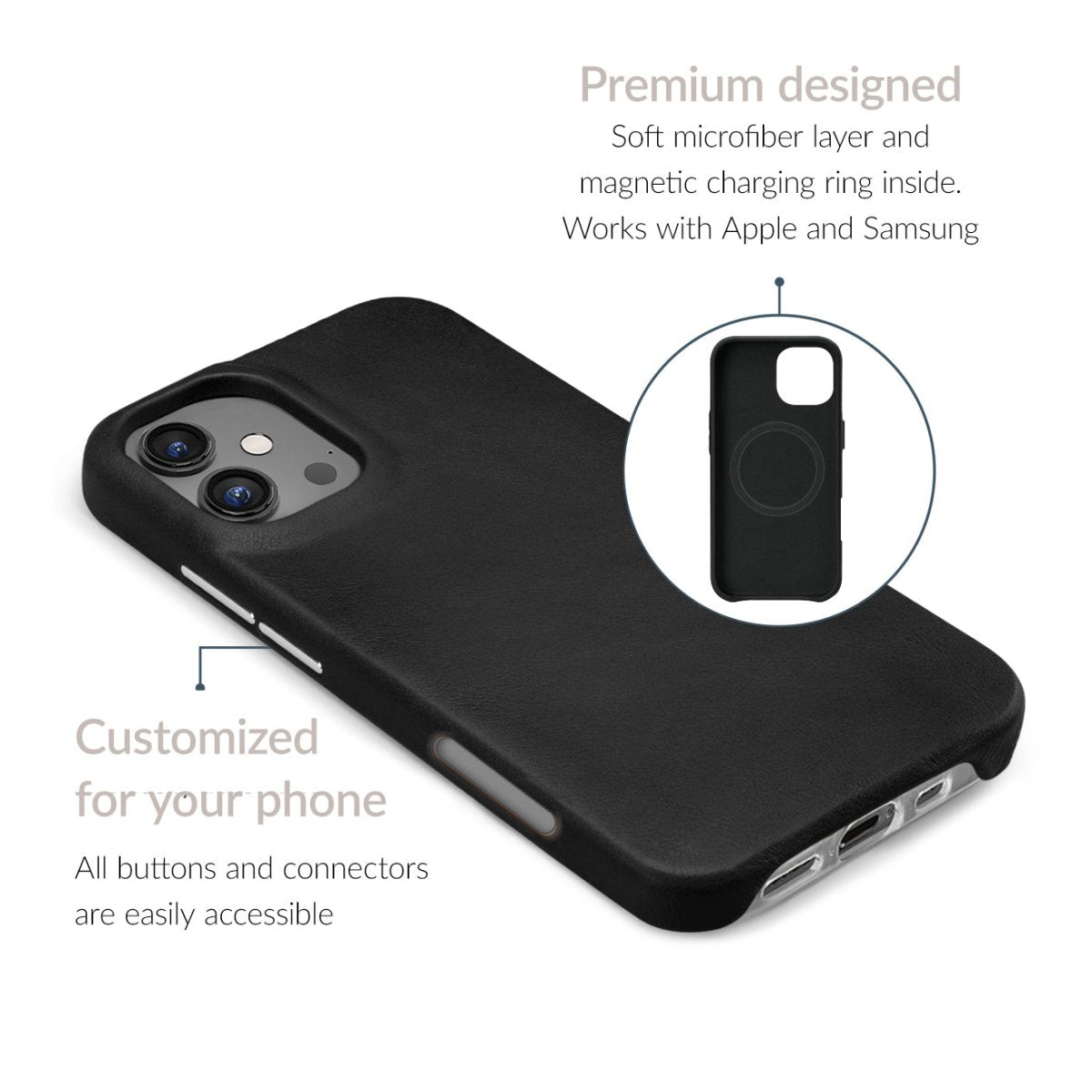 Mobilize Magsafe Compatible Premium Leather Case Apple Iphone 16 Pro Max Black - 123TelecomShop