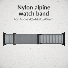 Mobilize Nylon Watch Band - Alpine - Black Connector - For Apple 42/44/45/49Mm - Light Grey - 123TelecomShop