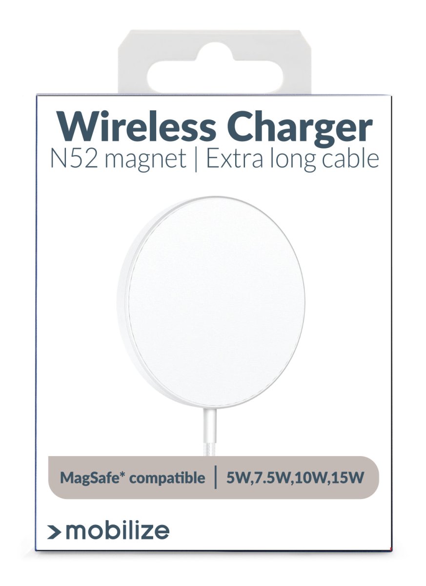 Mobilize Strong Magnetic Wireless Charger Magsafe Compatible 15W White - Acrylic - 123TelecomShop