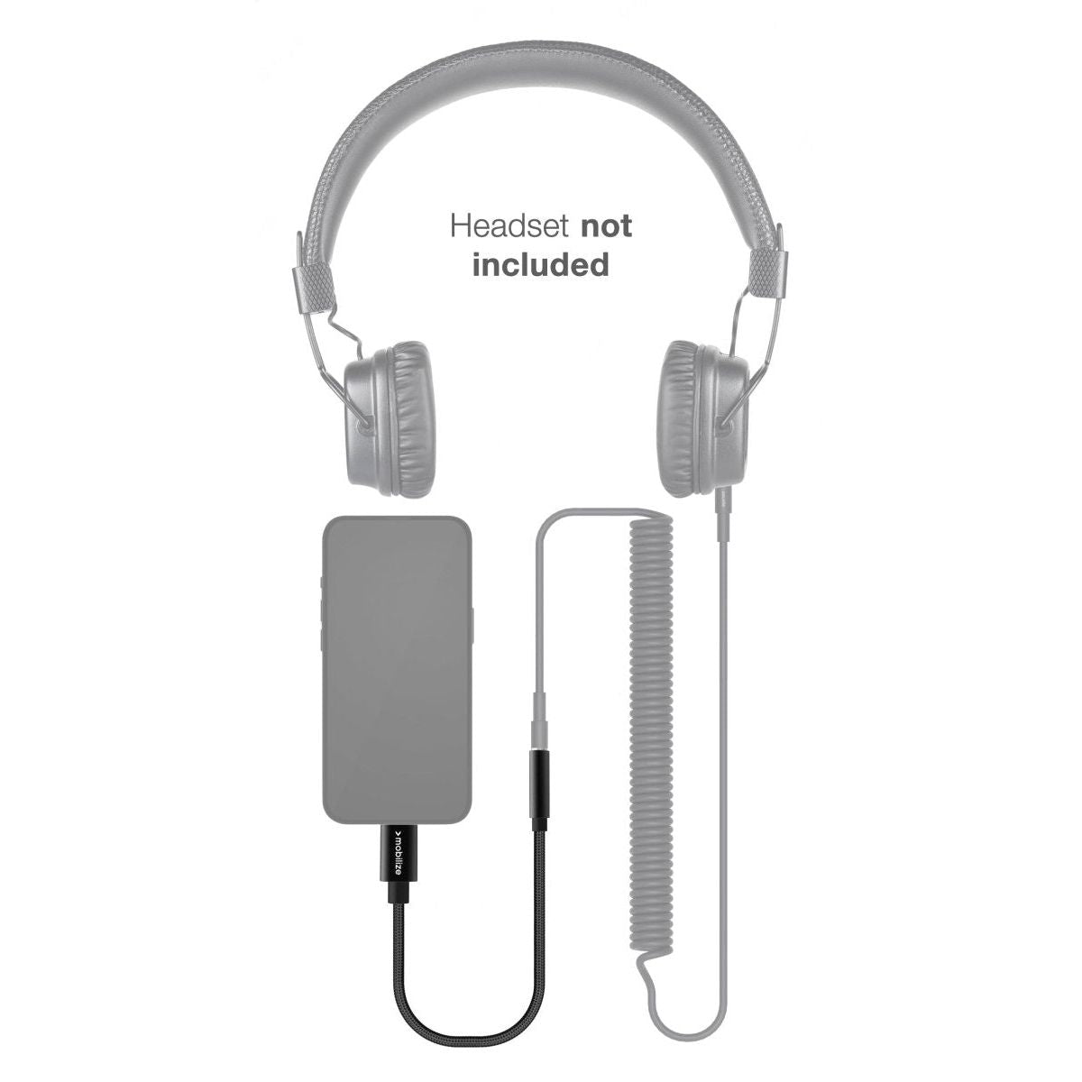 Mobilize Strong Nylon Audio Adapter Mfi Lightning To 3.5Mm 15Cm Black - 123TelecomShop