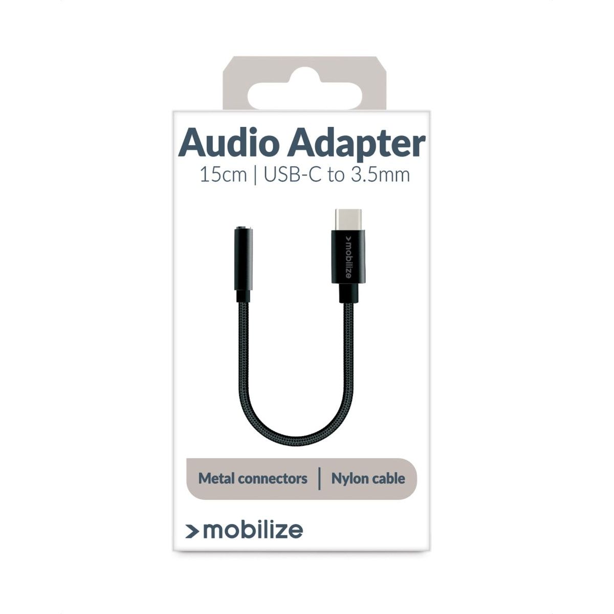 Mobilize Strong Nylon Audio Adapter Usb - C To 3.5Mm 15Cm Black - 123TelecomShop