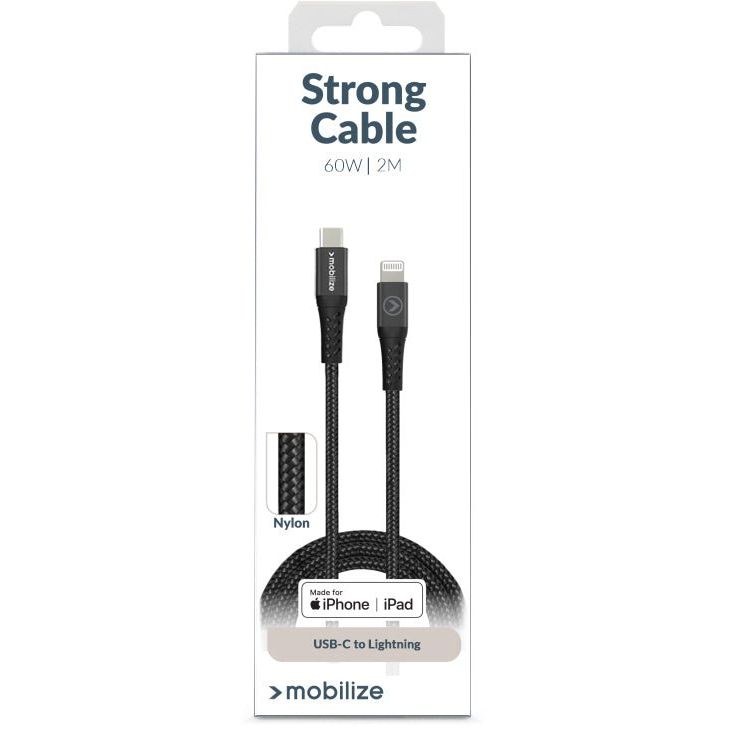 Mobilize Strong Nylon Cable Usb-C To Mfi Lightning 2M. 60W Black - 123TelecomShop