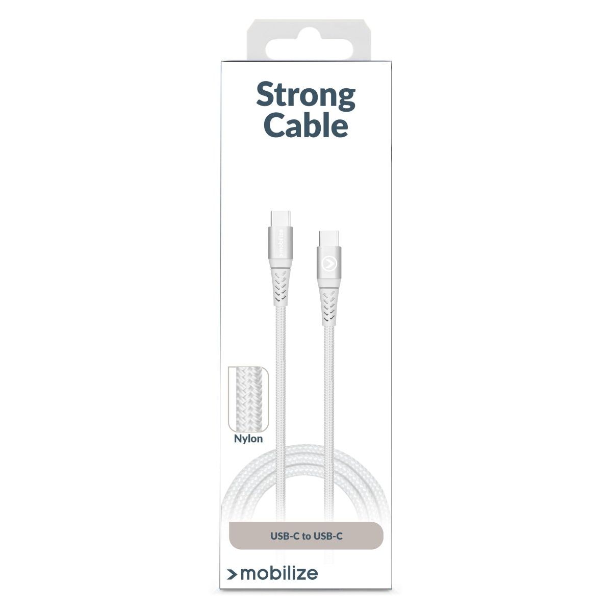 Mobilize Strong Nylon Cable Usb-C To Usb-C 1M. 100W White - 123TelecomShop