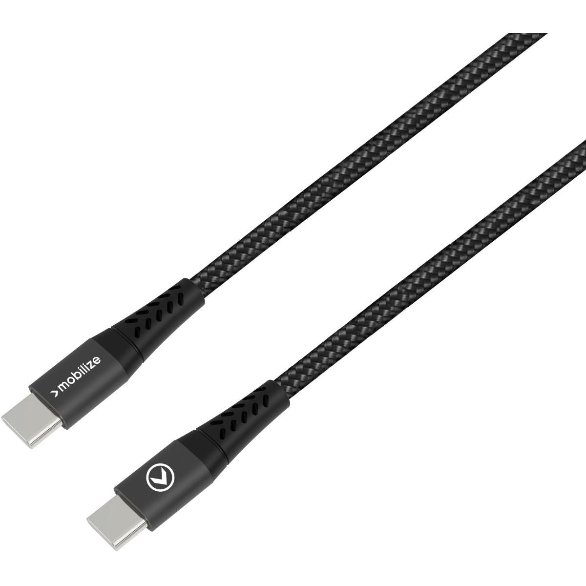 Mobilize Strong Nylon Cable Usb-C To Usb-C 20Cm. 100W Black - 123TelecomShop