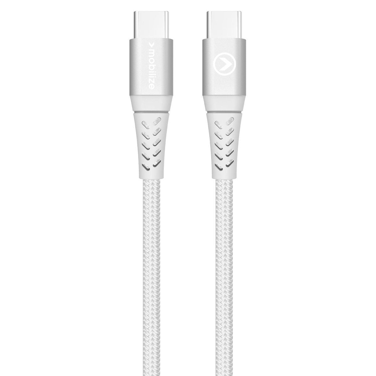 Mobilize Strong Nylon Cable Usb-C To Usb-C 20Cm. 100W White - 123TelecomShop