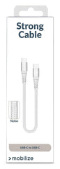 Mobilize Strong Nylon Cable Usb-C To Usb-C 20Cm. 100W White - 123TelecomShop
