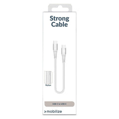 Mobilize Strong Nylon Cable Usb-C To Usb-C 20Cm. 100W White - 123TelecomShop