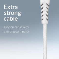 Mobilize Strong Nylon Cable Usb-C To Usb-C 20Cm. 100W White - 123TelecomShop