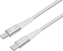 Mobilize Strong Nylon Cable Usb-C To Usb-C 20Cm. 100W White - 123TelecomShop