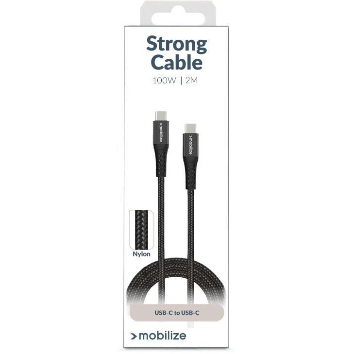 Mobilize Strong Nylon Cable Usb-C To Usb-C 2M. 100W Black - 123TelecomShop