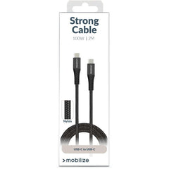 Mobilize Strong Nylon Cable Usb-C To Usb-C 2M. 100W Black - 123TelecomShop