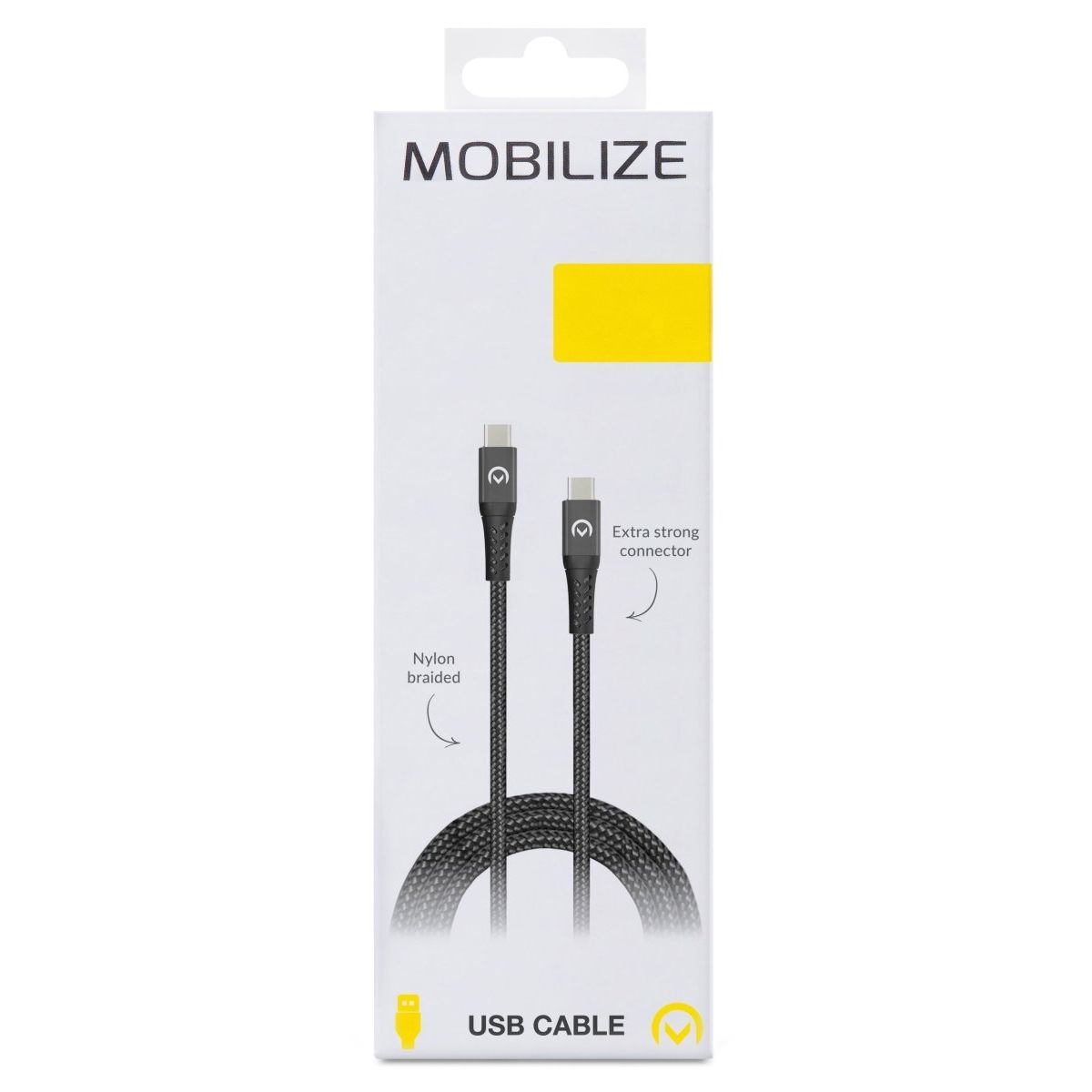 Mobilize Strong Nylon Cable Usb-C To Usb-C 2M. 100W Black - 123TelecomShop