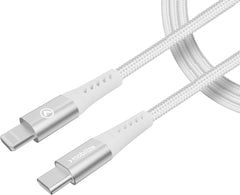 Mobilize Strong Nylon Cable Usb-C To Usb-C 2M. 100W White - 123TelecomShop