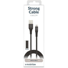 Mobilize Strong Nylon Cable Usb To Usb-C 2M. 15W Black - 123TelecomShop