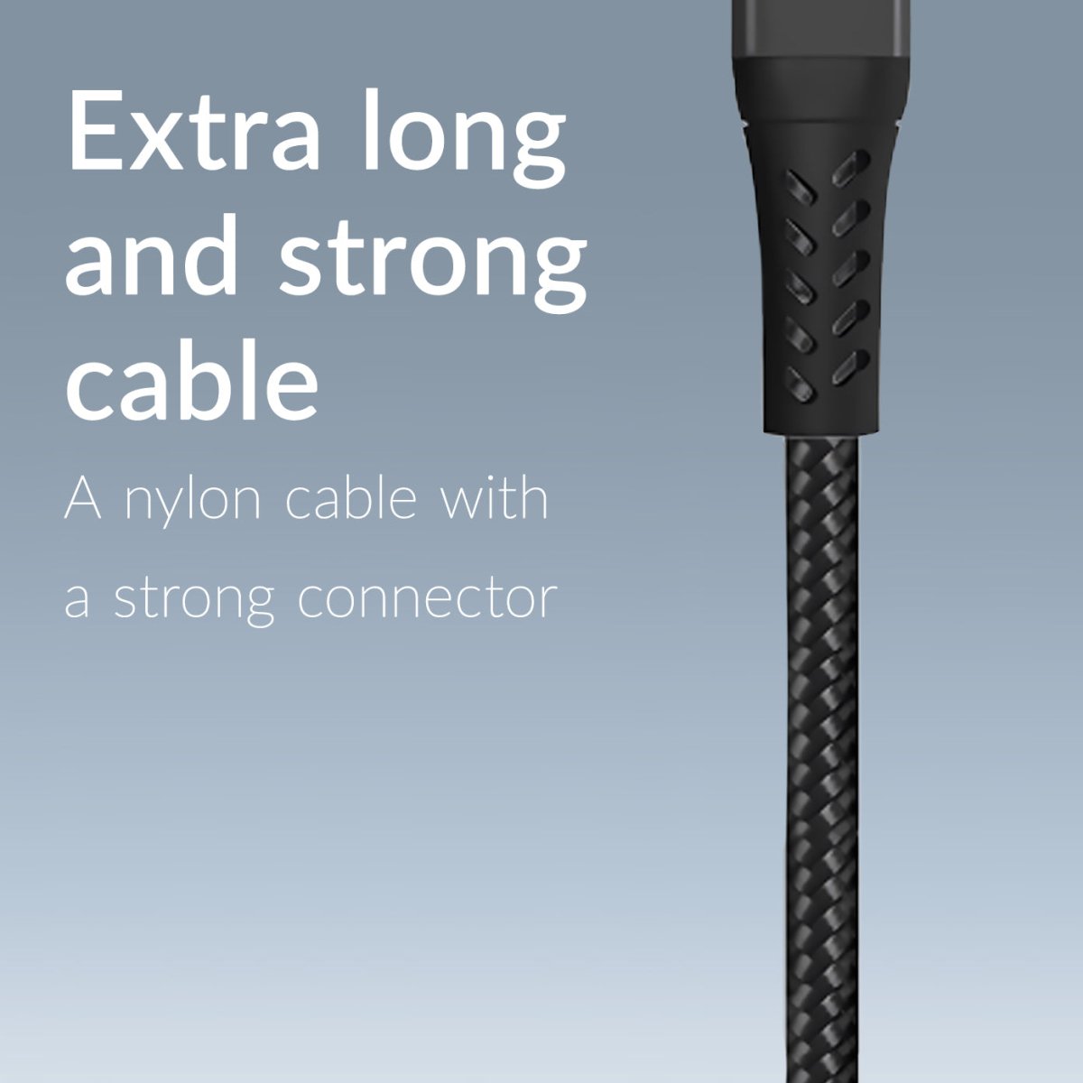 Mobilize Strong Nylon Cable Usb To Usb-C 2M. 15W Black - 123TelecomShop