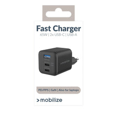 Mobilize Wall Charger 2X Usb-C + 1X Usb Gan 65W With Pd/Pps Black - 123TelecomShop