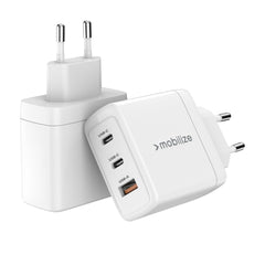 Mobilize Wall Charger 2X Usb-C + 1X Usb Gan 65W With Pd/Pps White - 123TelecomShop