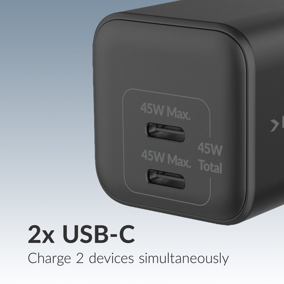 Mobilize Wall Charger 2X Usb-C Gan 45W With Pd/Pps Black - 123TelecomShop