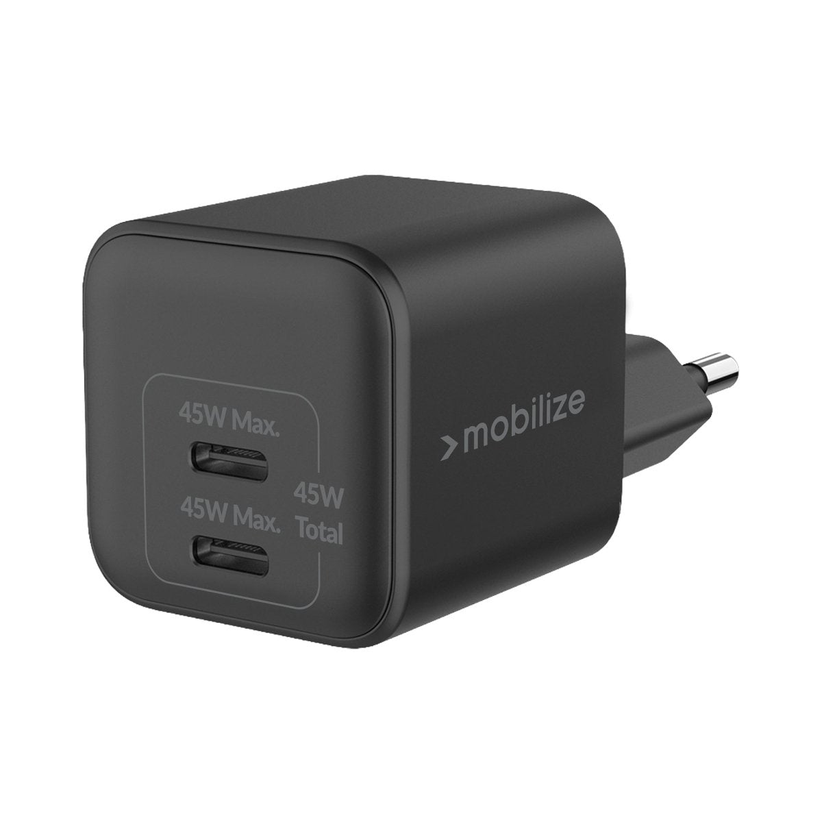 Mobilize Wall Charger 2X Usb-C Gan 45W With Pd/Pps Black - 123TelecomShop