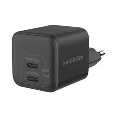 Mobilize Wall Charger 2X Usb-C Gan 45W With Pd/Pps Black - 123TelecomShop