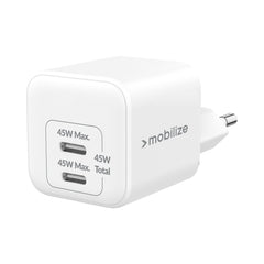 Mobilize Wall Charger 2X Usb-C Gan 45W With Pd/Pps White - 123TelecomShop
