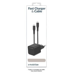 Mobilize Wall Charger Usb-C 20W With Pd + Mfi Lightning Nylon Cable 1.2M Black - 123TelecomShop