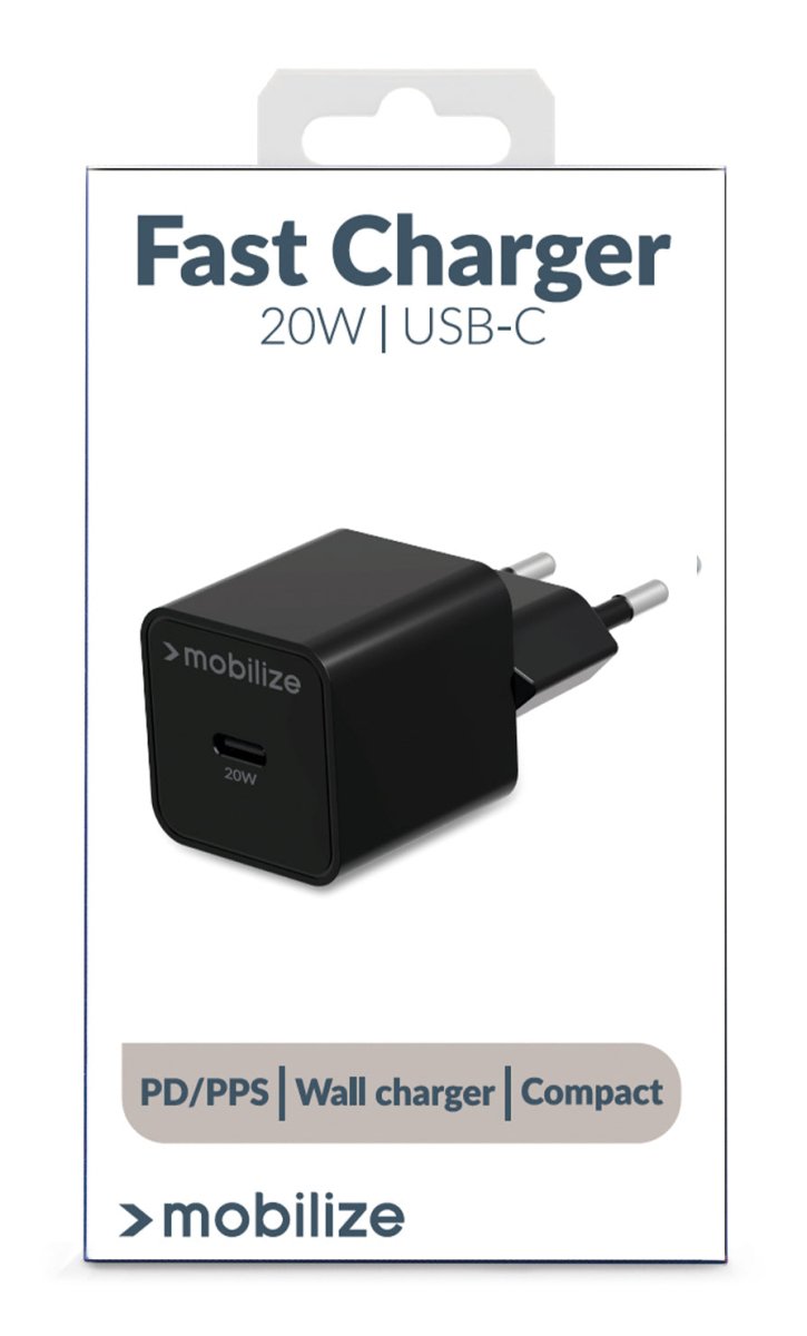Mobilize Wall Charger Usb-C 20W With Pd/Pps Black - 123TelecomShop