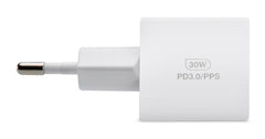 Mobilize Wall Charger Usb-C Gan 30W With Pd/Pps + Usb-C Nylon Cable 1.2M White - 123TelecomShop