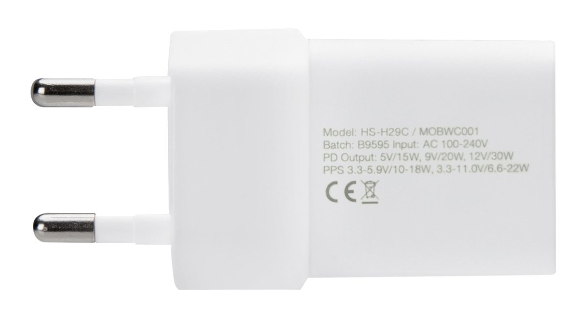 Mobilize Wall Charger Usb-C Gan 30W With Pd/Pps + Usb-C Nylon Cable 1.2M White - 123TelecomShop
