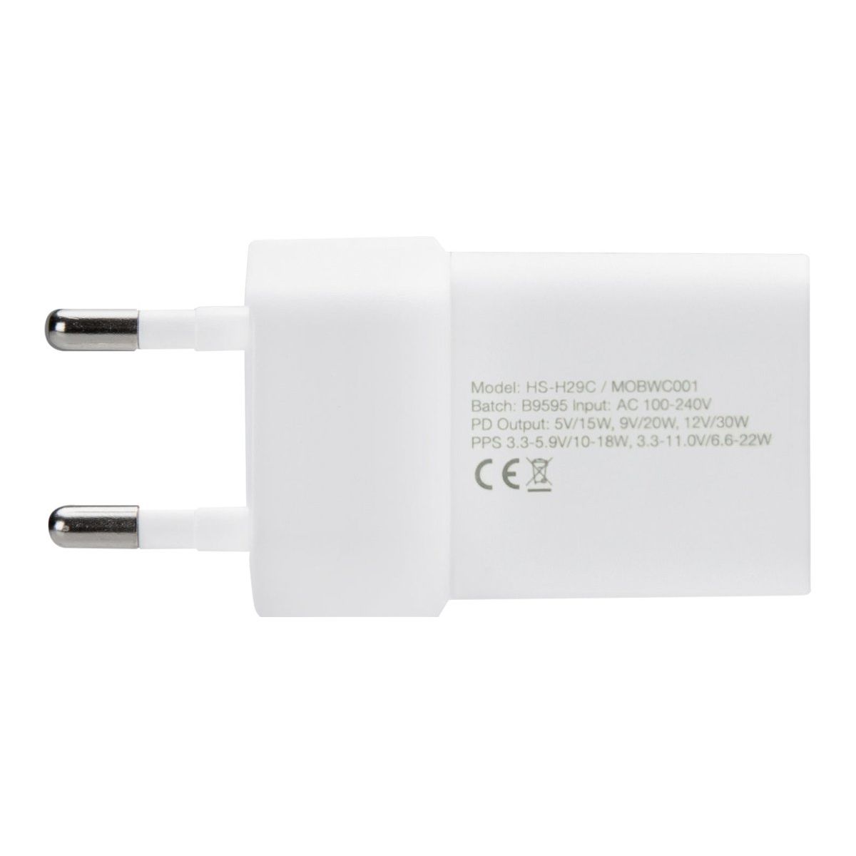 Mobilize Wall Charger Usb-C Gan 30W With Pd/Pps + Usb-C Nylon Cable 1.2M White - 123TelecomShop