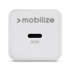 Mobilize Wall Charger Usb-C Gan 30W With Pd/Pps + Usb-C Nylon Cable 1.2M White - 123TelecomShop