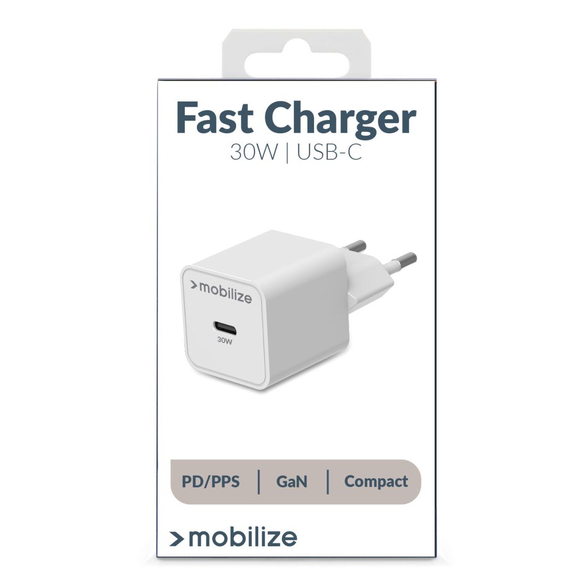Mobilize Wall Charger Usb-C Gan 30W With Pd/Pps White - 123TelecomShop