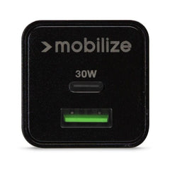 Mobilize Wall Charger Usb-C + Usb Gan 30W With Pd/Pps Black - 123TelecomShop