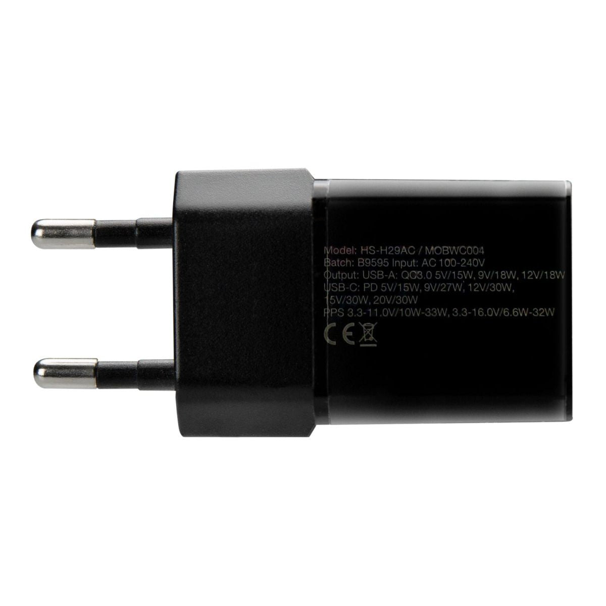 Mobilize Wall Charger Usb-C + Usb Gan 30W With Pd/Pps Black - 123TelecomShop