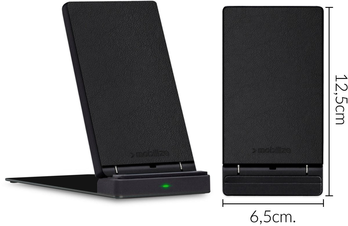 Mobilize Wireless Fast Charger Foldable 5W/7.5W/10W/15W Pu Leather Black - 123TelecomShop