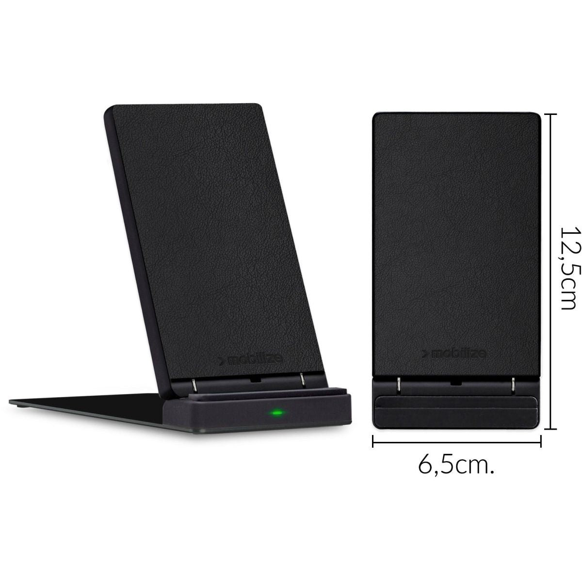 Mobilize Wireless Fast Charger Foldable 5W/7.5W/10W/15W Pu Leather Black - 123TelecomShop