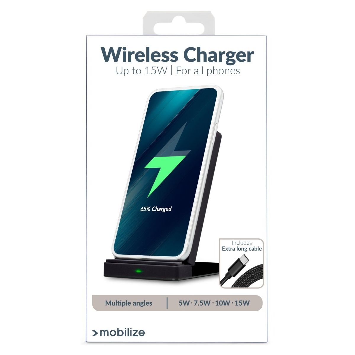 Mobilize Wireless Fast Charger Foldable 5W/7.5W/10W/15W Pu Leather Black - 123TelecomShop
