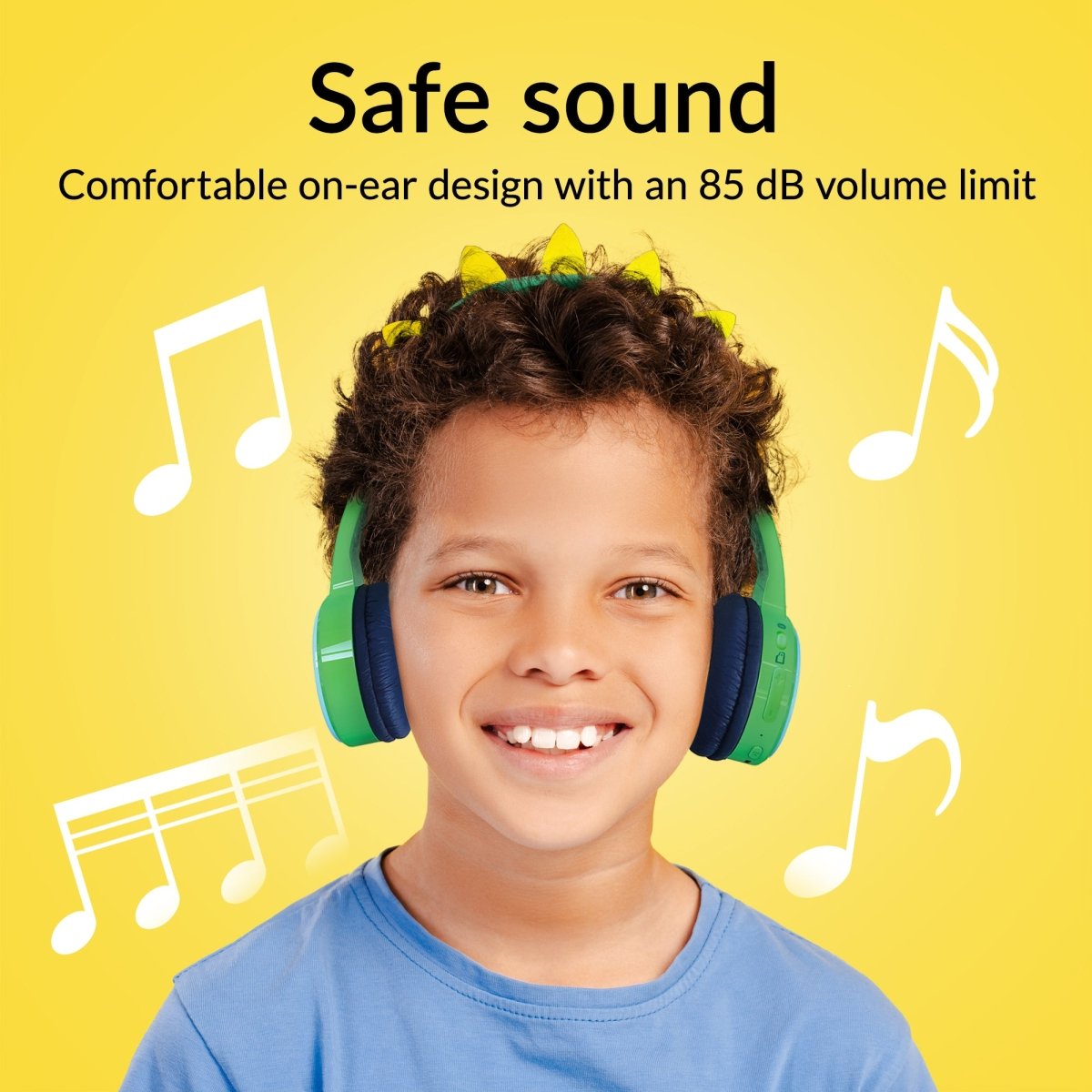 Mobilize Wireless/Wired Over Ear Kids Headphone 85Db Dinosaur - 123TelecomShop