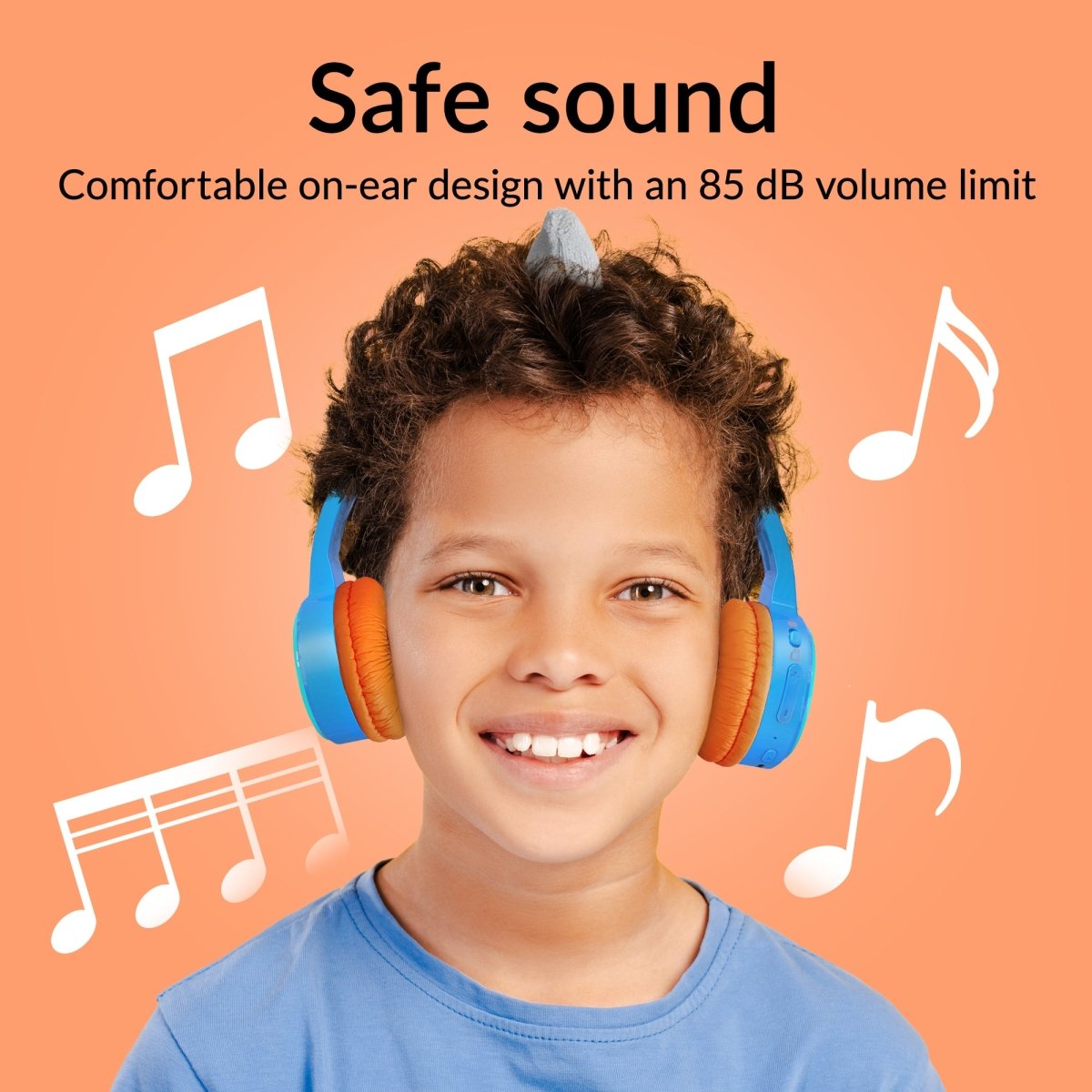 Mobilize Wireless/Wired Over Ear Kids Headphone 85Db Shark - 123TelecomShop