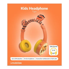 Mobilize Wireless/Wired Over Ear Kids Headphone 85Db Tiger - 123TelecomShop
