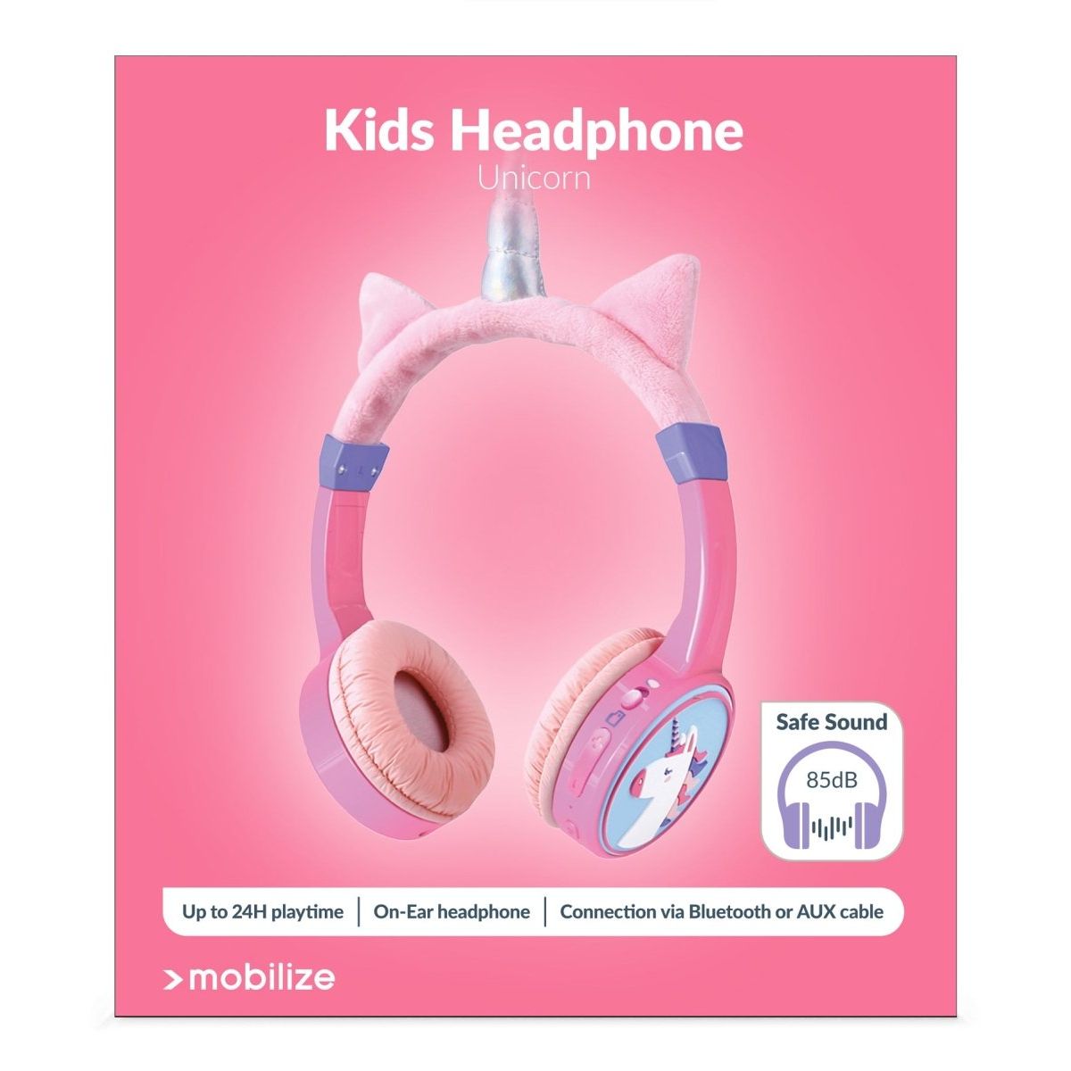 Mobilize Wireless/Wired Over Ear Kids Headphone 85Db Unicorn - 123TelecomShop