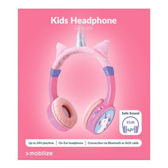 Mobilize Wireless/Wired Over Ear Kids Headphone 85Db Unicorn - 123TelecomShop