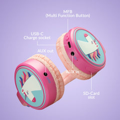 Mobilize Wireless/Wired Over Ear Kids Headphone 85Db Unicorn - 123TelecomShop