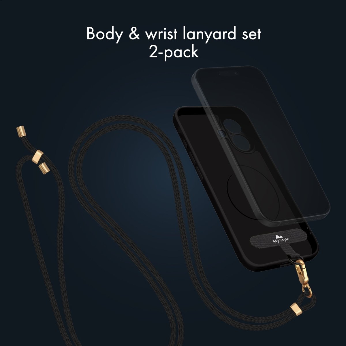 My Style Body & Wrist (2 - Pack) Lanyard Set - Black - 123TelecomShop